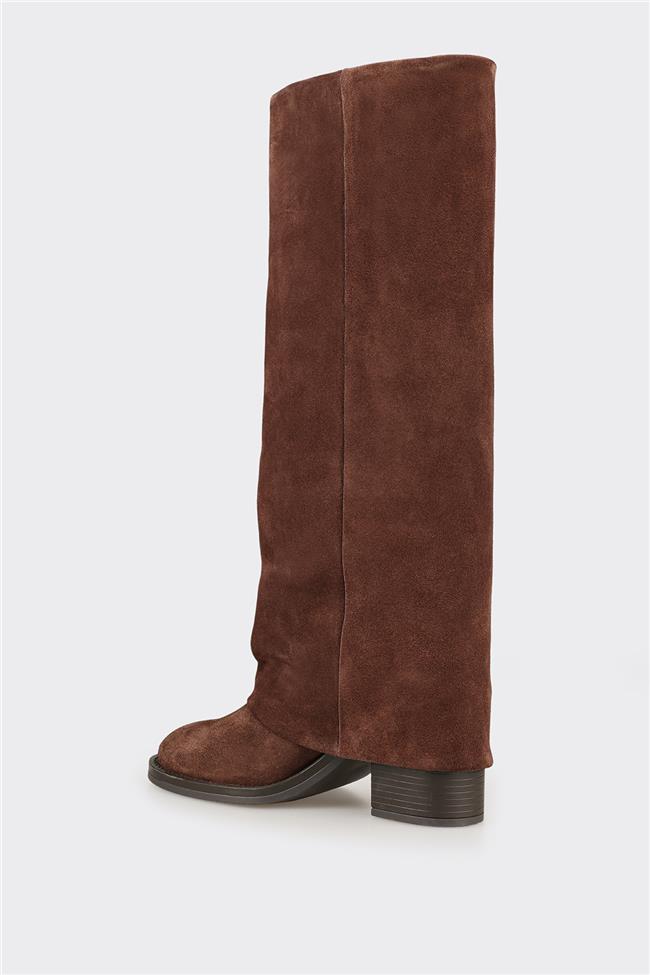 Kahve Deri Kadın Çizme