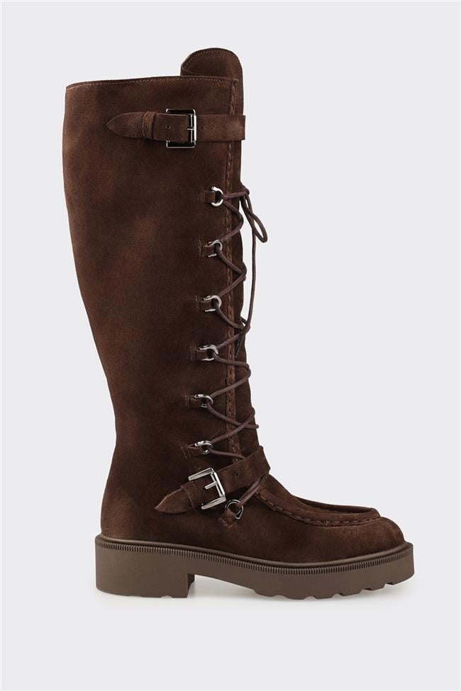 Kahve Deri Kadın Çizme