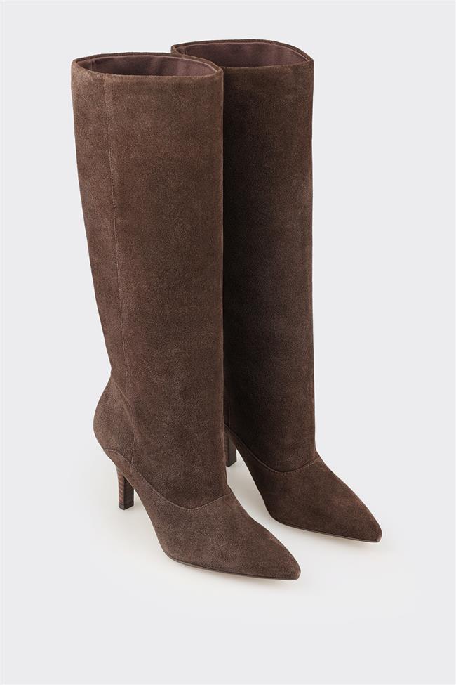 Kahve Deri Kadın Çizme