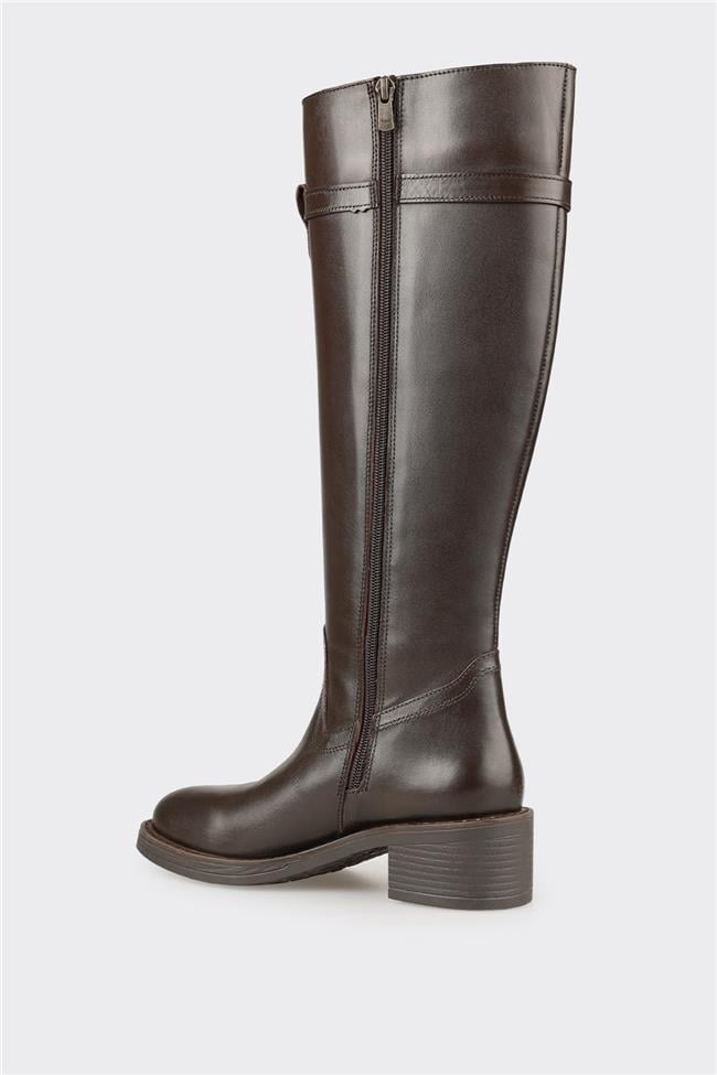 Kahve Deri Kadın Çizme