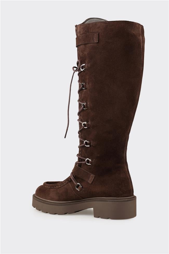 Kahve Deri Kadın Çizme