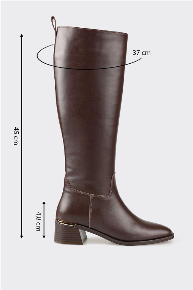 Kahve Deri Kadın Çizme