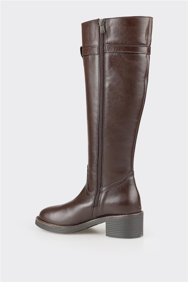 Kahve Deri Kadın Çizme