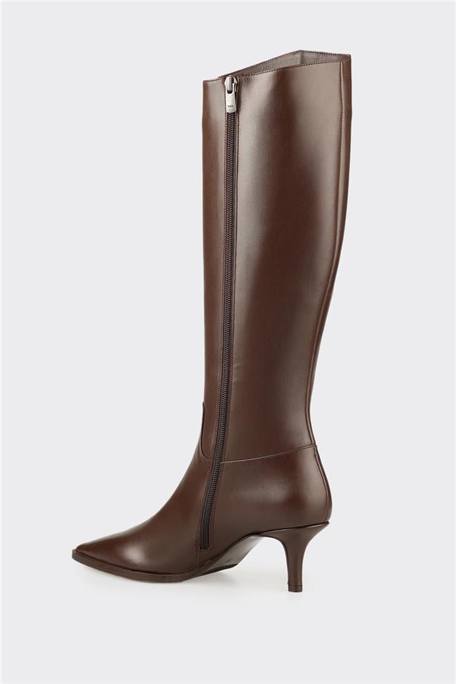 Kahve Deri Kadın Çizme