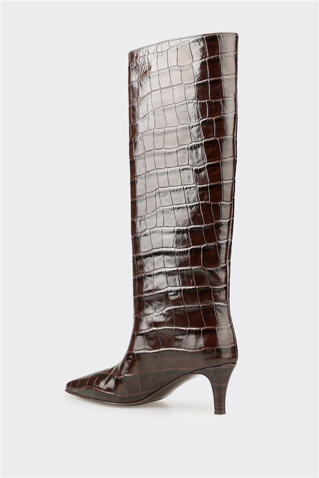 Kahve Deri Kadın Çizme