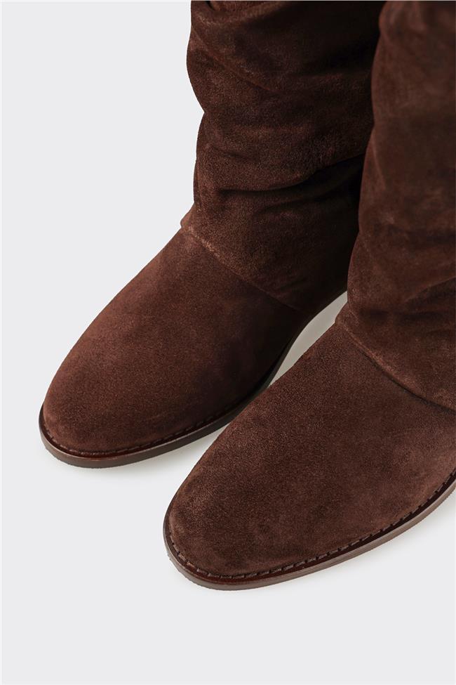 Kahve Deri Kadın Çizme