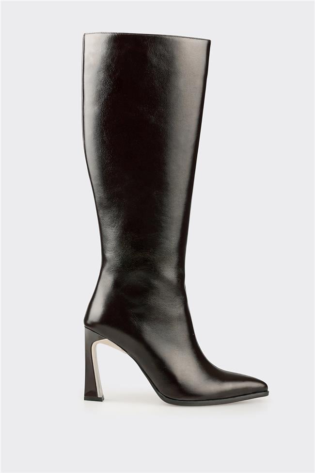 Kahve Deri Kadın Çizme