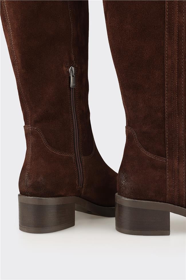 Kahve Deri Kadın Çizme