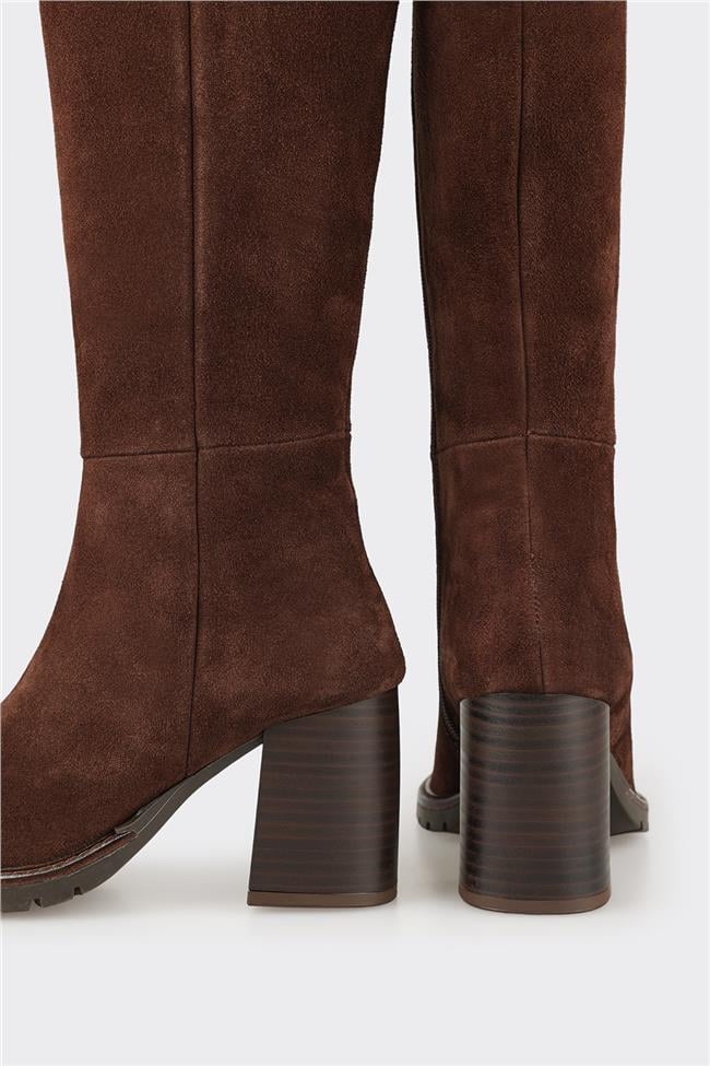 Kahve Deri Kadın Çizme