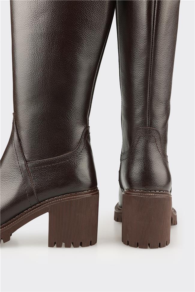 Kahve Deri Kadın Çizme