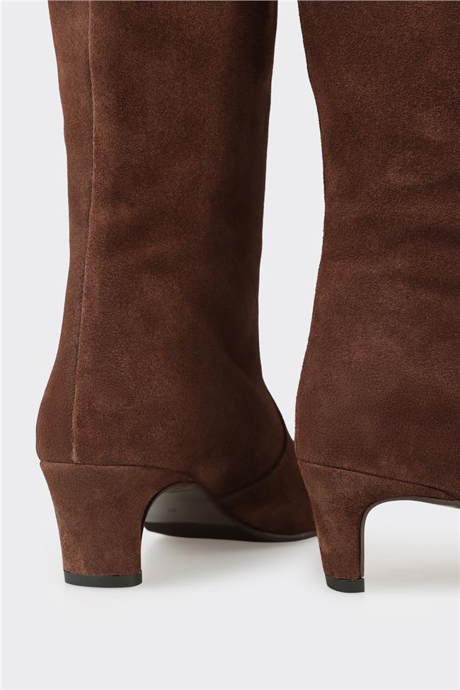 Kahve Deri Kadın Çizme