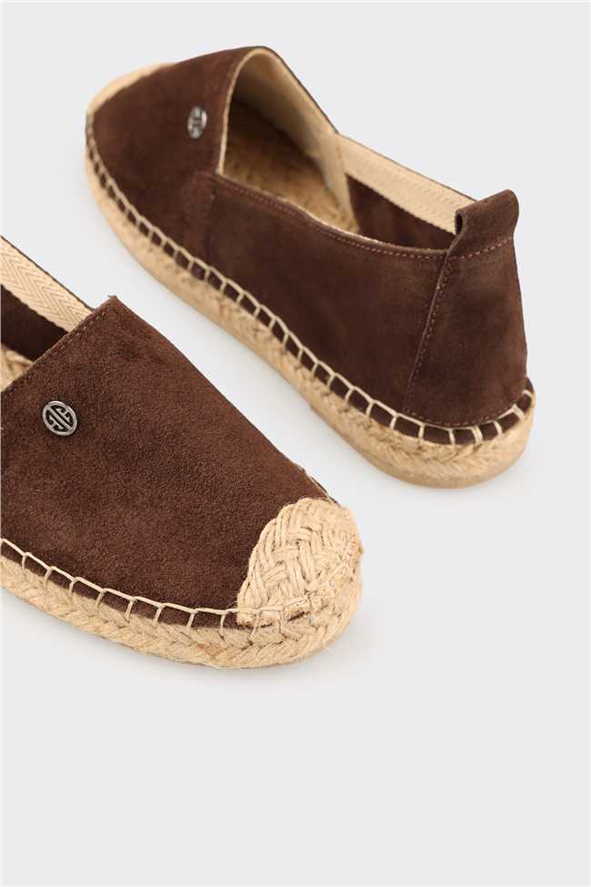 Kahve Deri Kadın Espadril