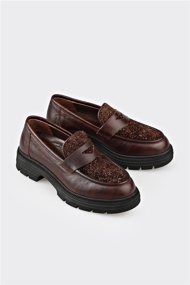 Kahve Deri Kadın Günlük Ayakkabı