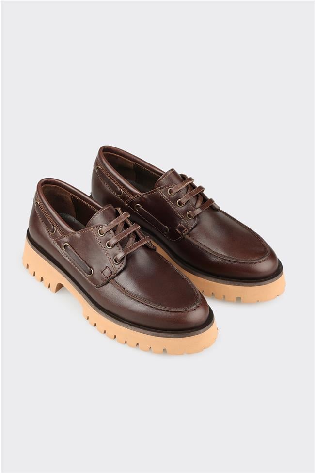 Kahve Deri Kadın Günlük Ayakkabı