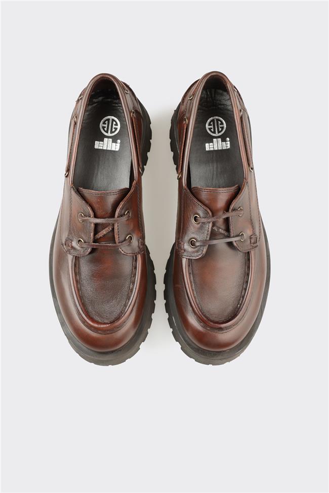 Kahve Deri Kadın Günlük Ayakkabı