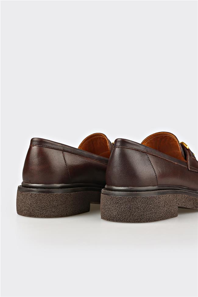 Kahve Deri Kadın Günlük Ayakkabı