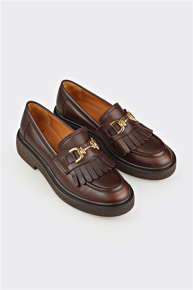 Kahve Deri Kadın Günlük Ayakkabı