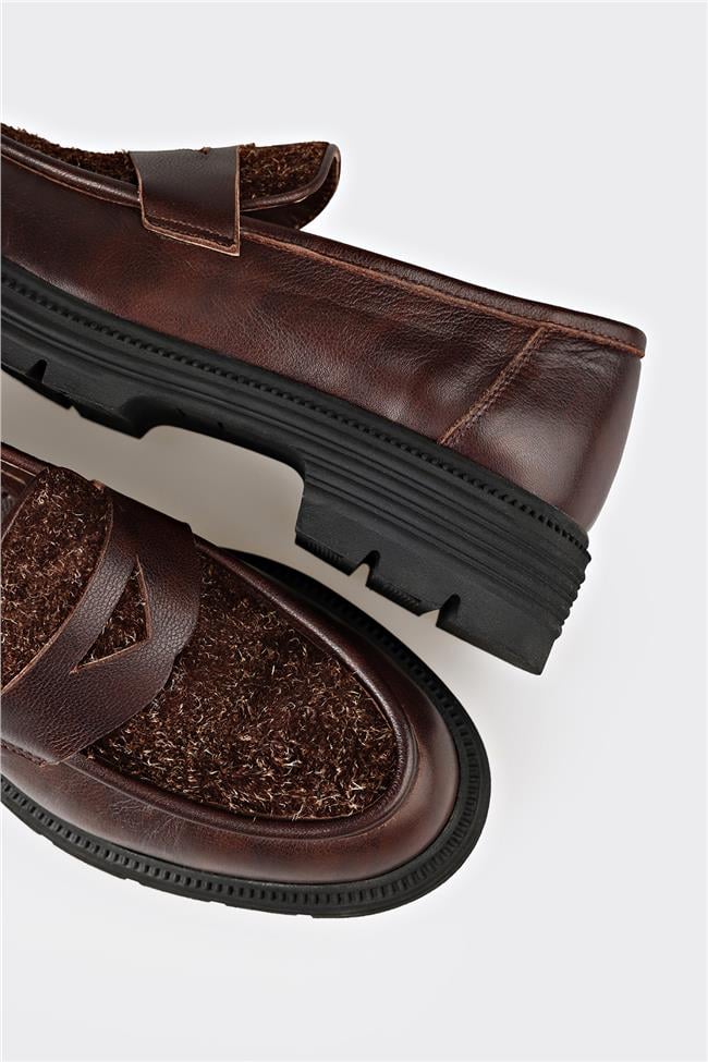 Kahve Deri Kadın Günlük Ayakkabı