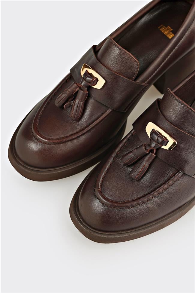 Kahve Deri Kadın Günlük Ayakkabı