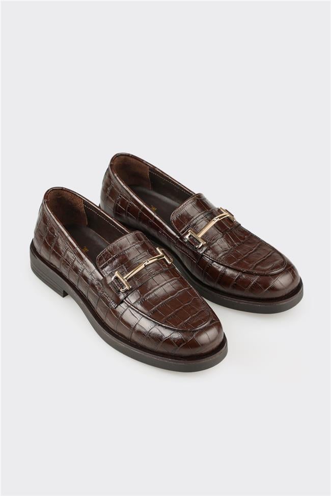 Kahve Deri Kadın Günlük Ayakkabı