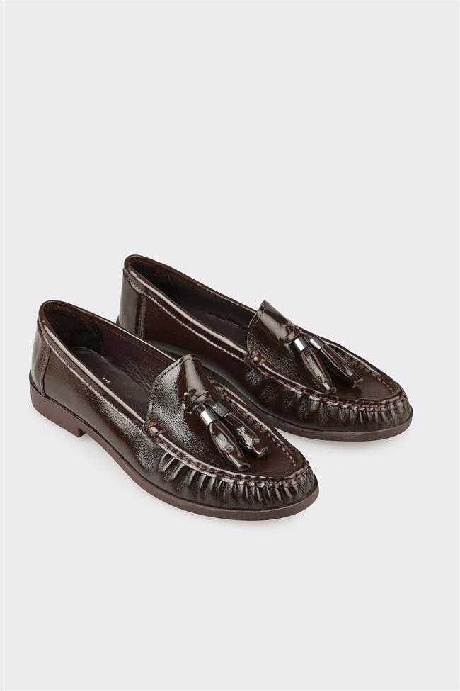 Kahve Deri Kadın Günlük Ayakkabı