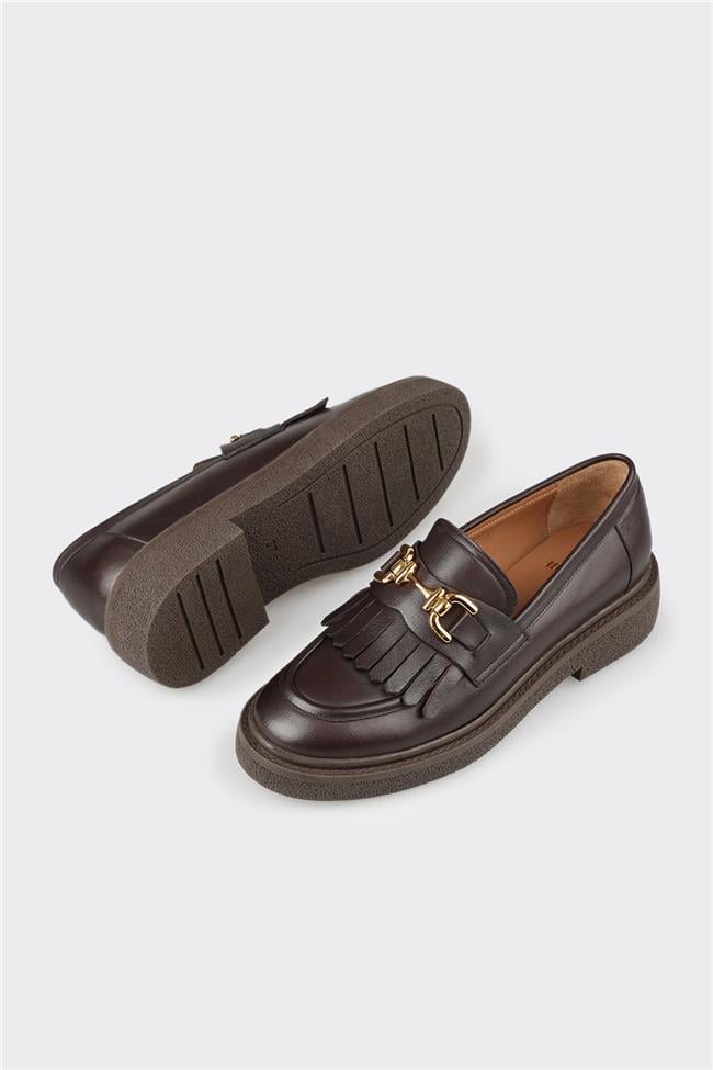 Kahve Deri Kadın Günlük Ayakkabı