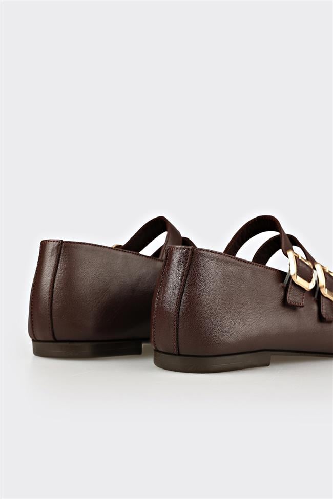 Kahve Deri Kadın Günlük Ayakkabı