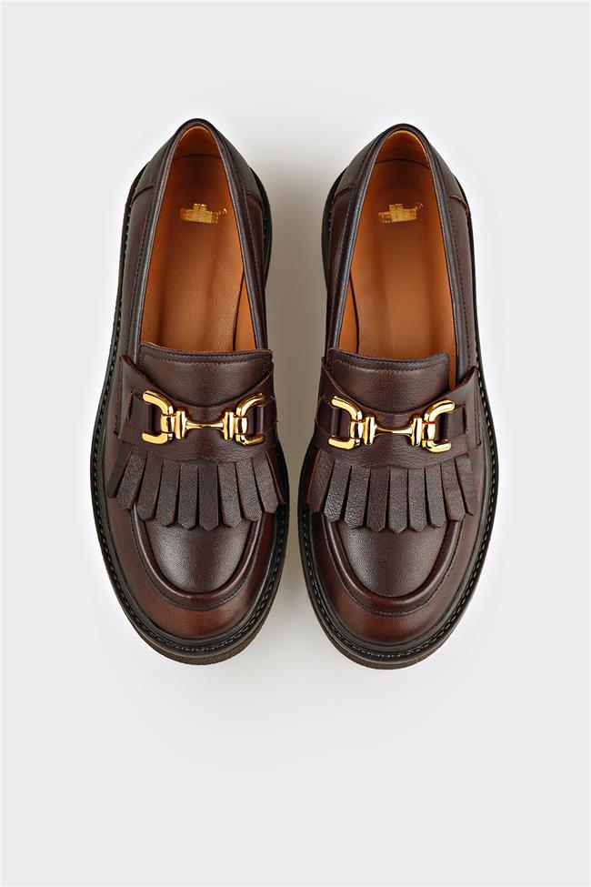 Kahve Deri Kadın Günlük Ayakkabı