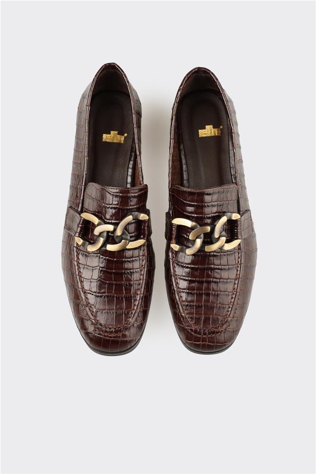 Kahve Deri Kadın Günlük Ayakkabı