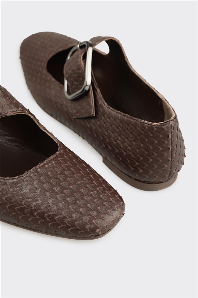 Kahve Deri Kadın Günlük Ayakkabı