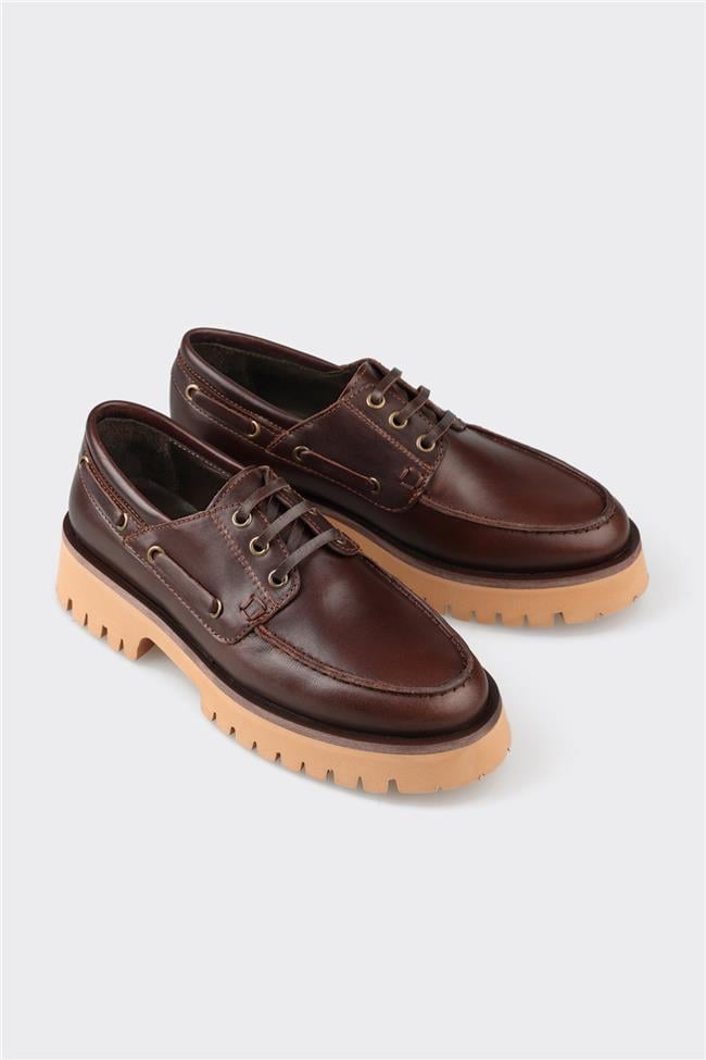 Kahve Deri Kadın Günlük Ayakkabı