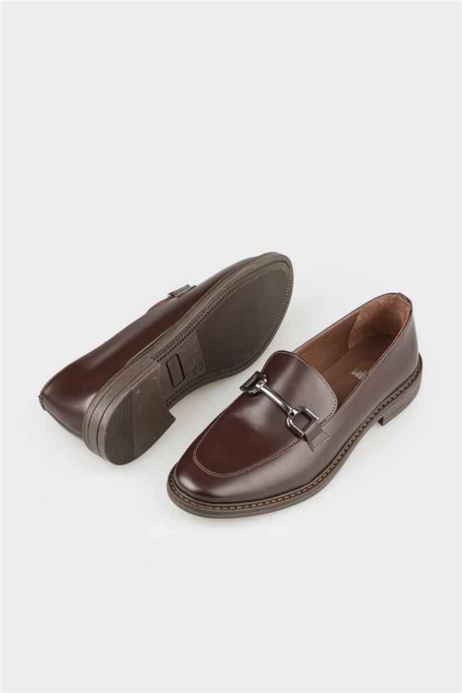 Kahve Deri Kadın Günlük Ayakkabı