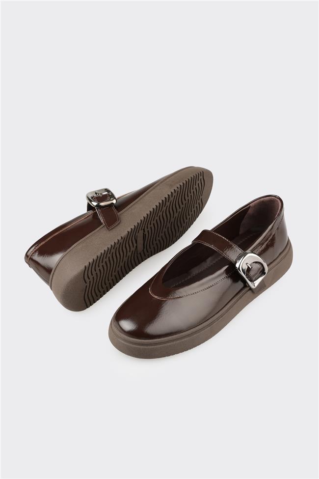 Kahve Deri Kadın Günlük Ayakkabı