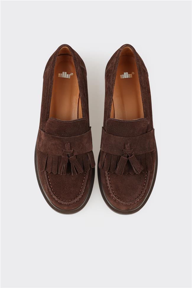 Kahve Deri Kadın Günlük Loafer