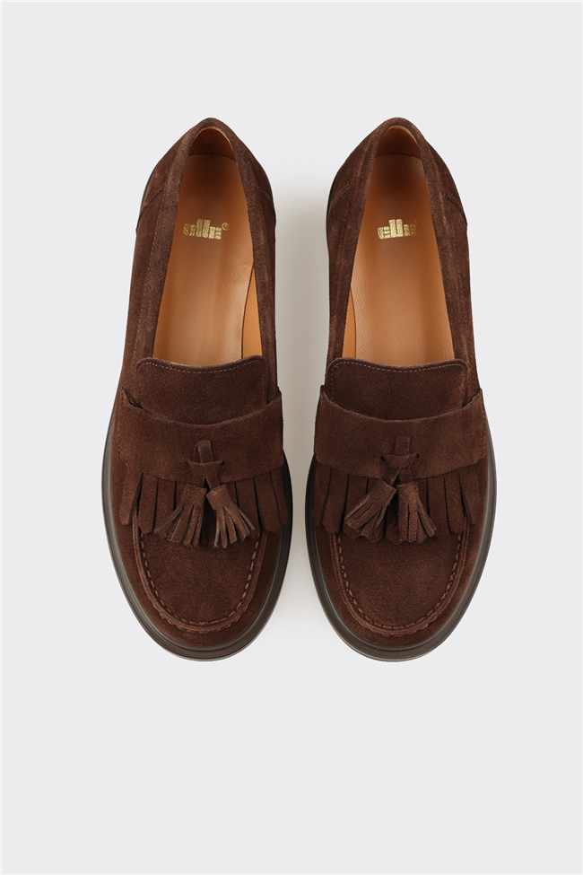 Kahve Deri Kadın Günlük Loafer