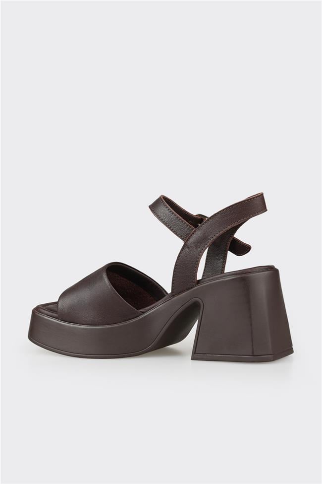 Kahve Deri Kadın Günlük Sandalet