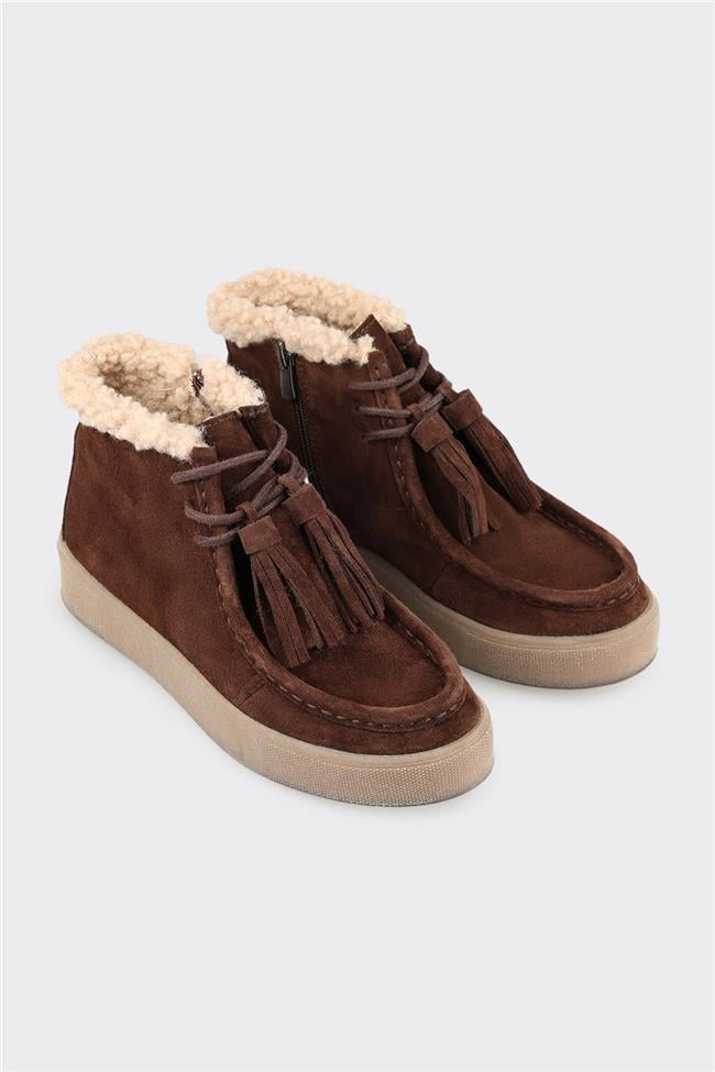 Kahve Deri Kadın Günlük Spor Bot