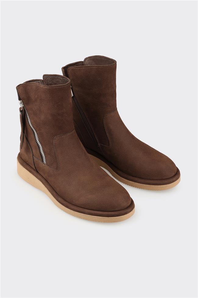 Kahve Deri Kadın Günlük Spor Bot