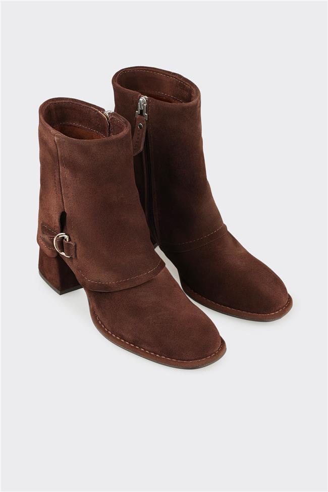 Kahve Deri Kadın Klasik Bot