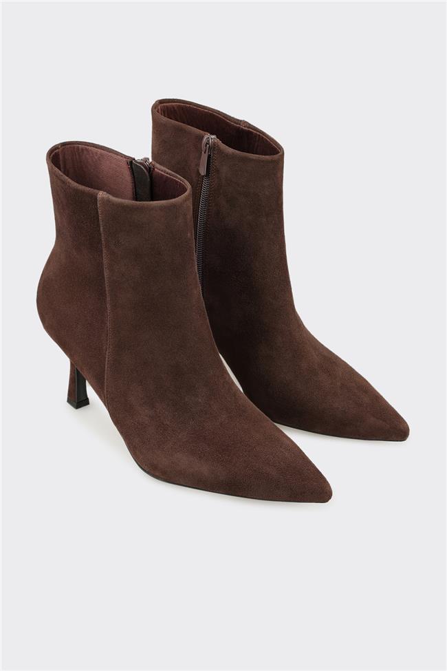 Kahve Deri Kadın Klasik Bot