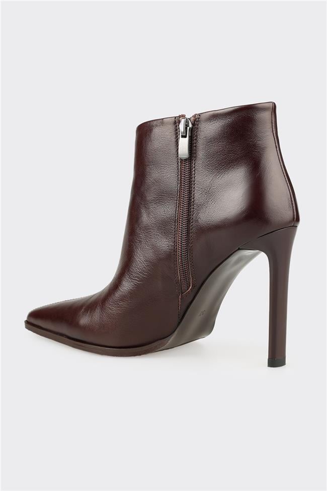 Kahve Deri Kadın Klasik Bot