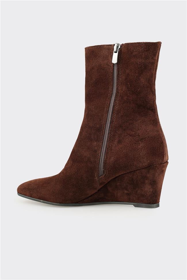 Kahve Deri Kadın Klasik Bot