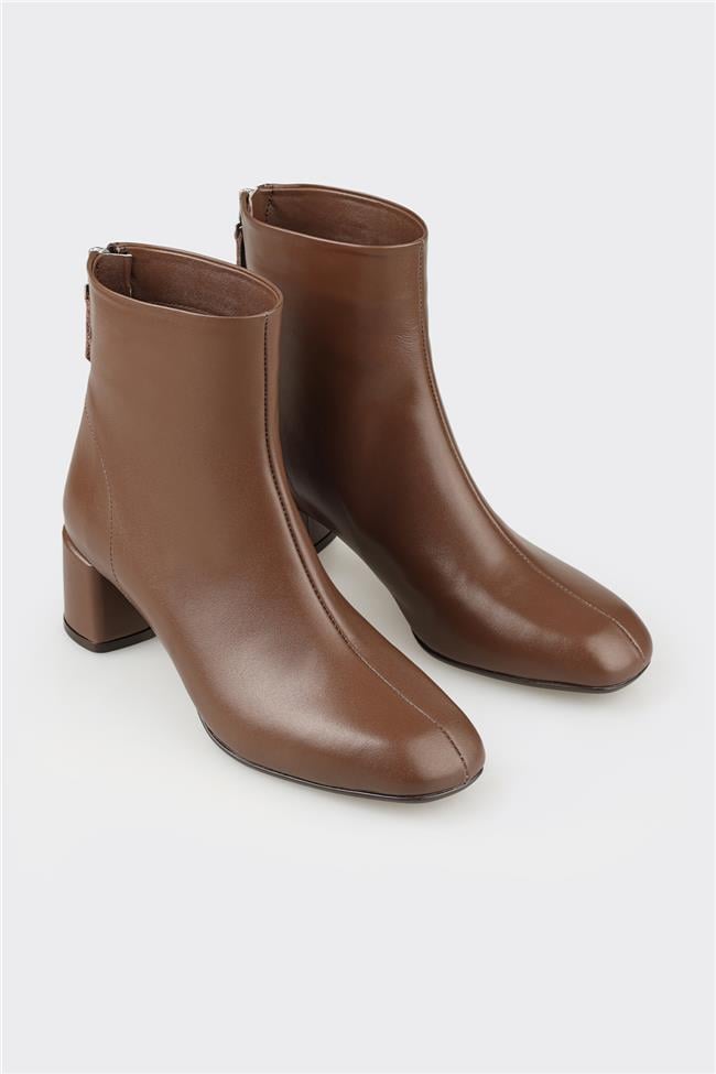 Kahve Deri Kadın Klasik Bot