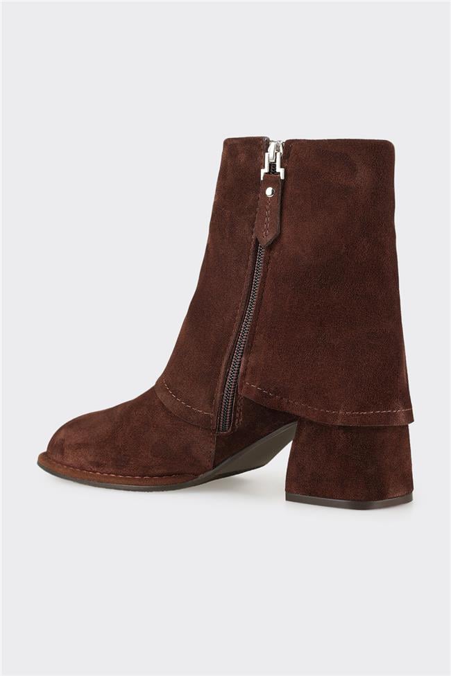 Kahve Deri Kadın Klasik Bot