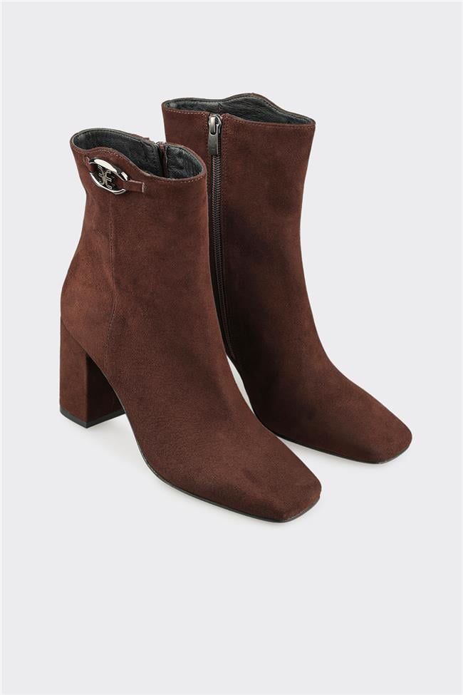 Kahve Deri Kadın Klasik Bot