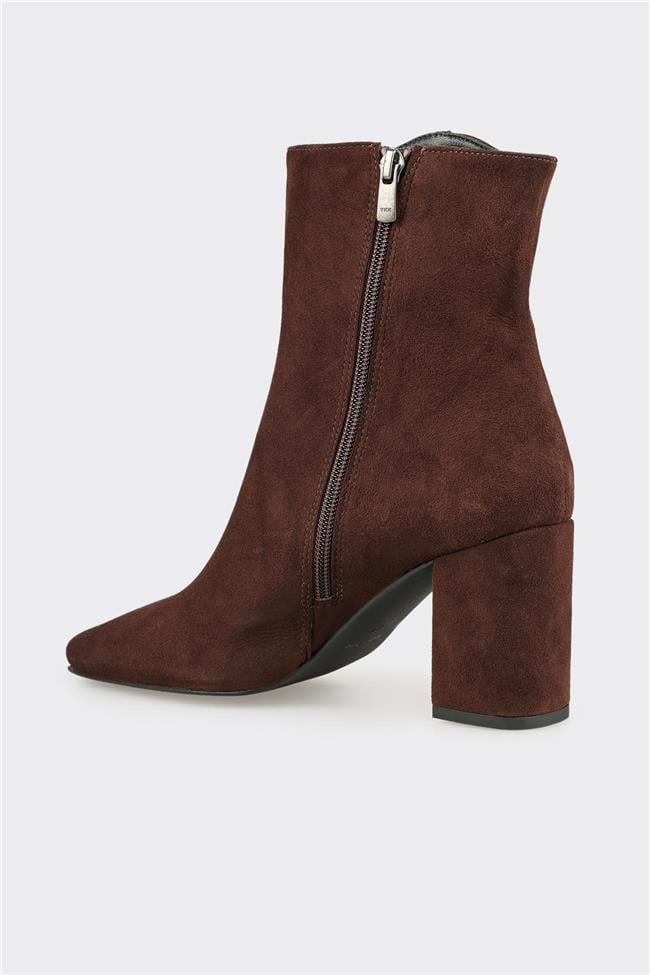 Kahve Deri Kadın Klasik Bot