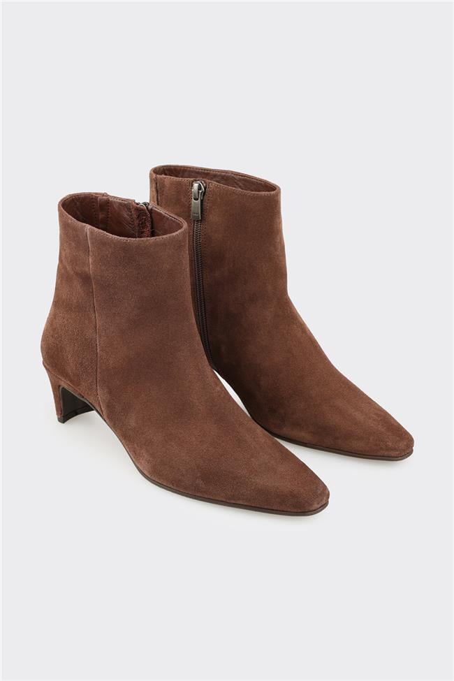 Kahve Deri Kadın Klasik Bot