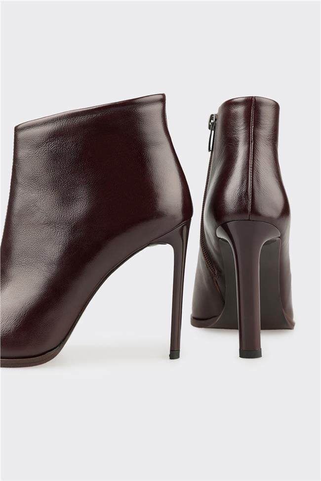 Kahve Deri Kadın Klasik Bot