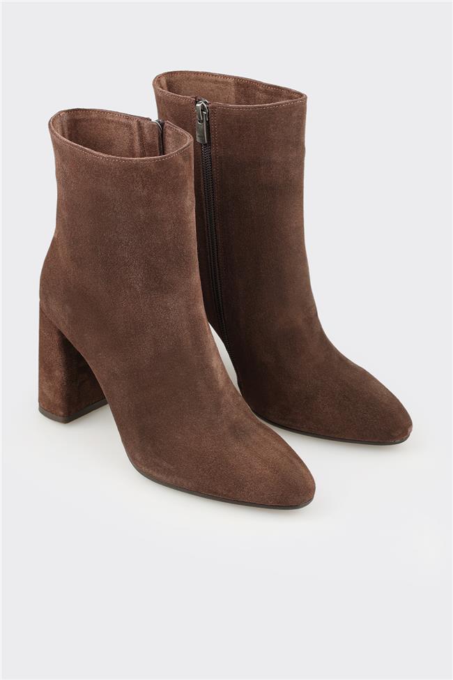 Kahve Deri Kadın Klasik Bot