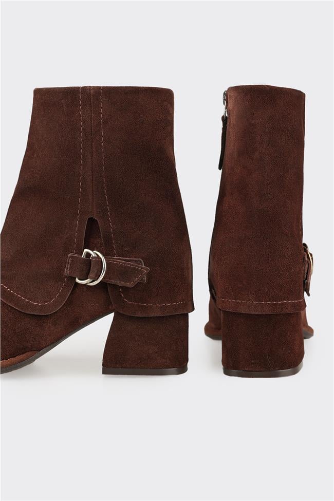 Kahve Deri Kadın Klasik Bot